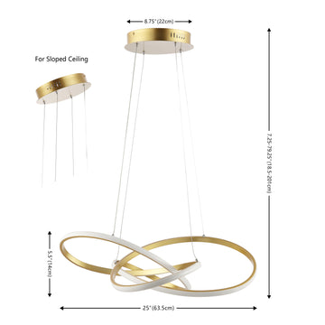 Alexia 25" Abstract Integrated LED Metal Adjustable Pendant - JONATHAN Y
